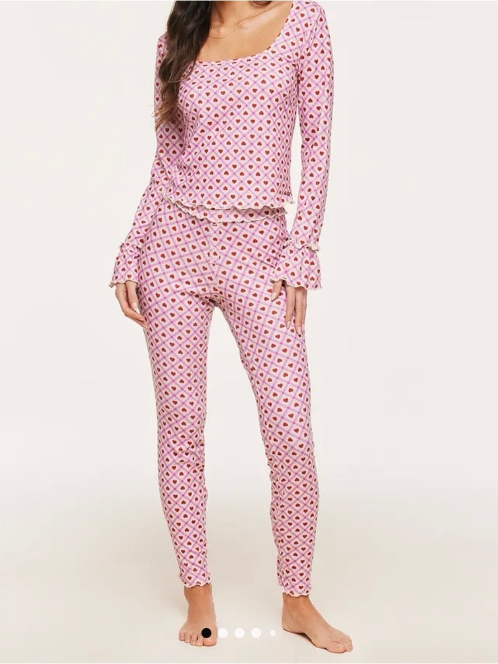 Adore Me Audra Women's Pink Printed Long-Sleeve Lounge & Pajama Set Size L NWT’S